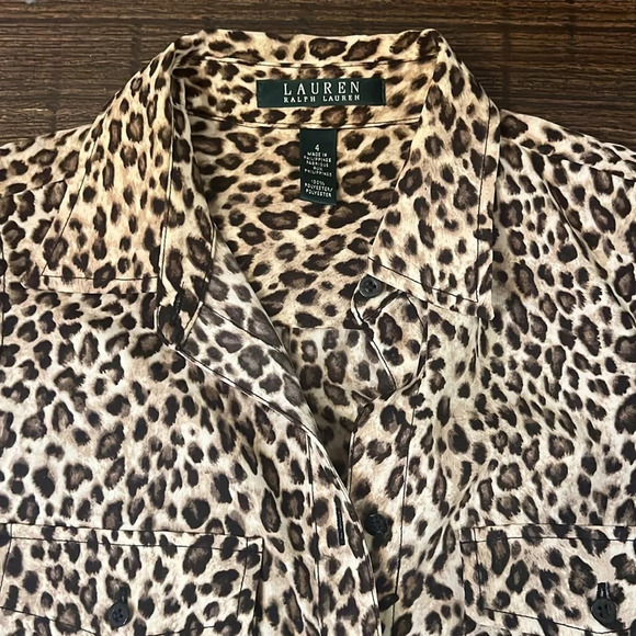 LAUREN RALPH LAUREN LEOPARD PRINT SLEEVELESS DRAWSTRING WAIST JUMPSUIT SIZE 4 - Picture 5 of 11